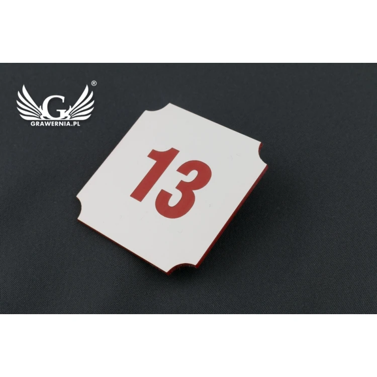 Door Numbering - White with Colorful Engraving - ND015 - Size 50x50mm