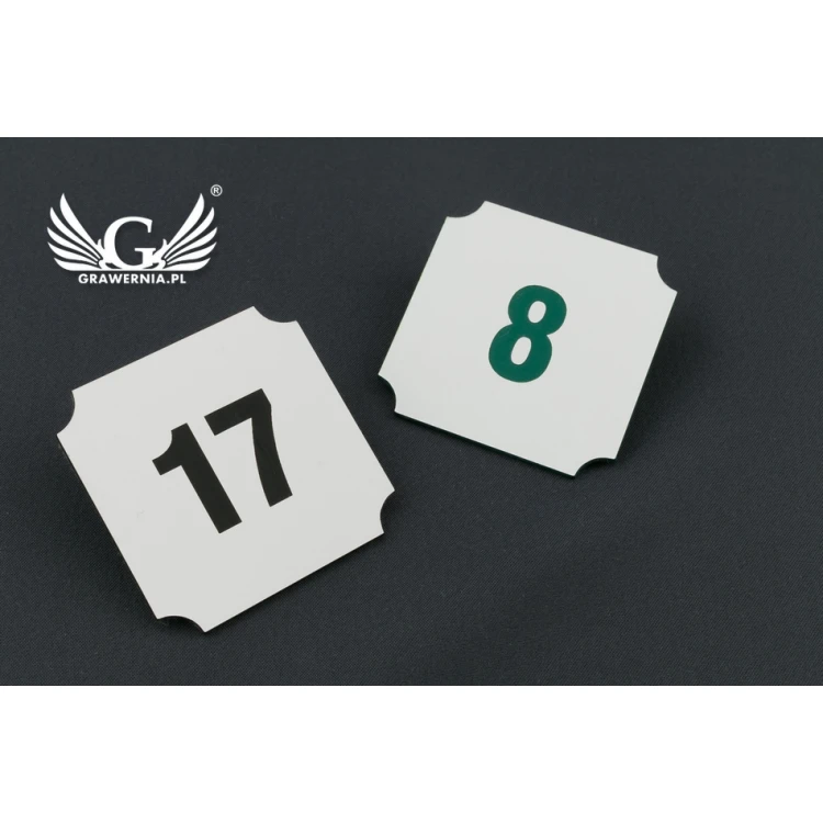 Door Numbering - White with Colorful Engraving - ND015 - Size 50x50mm
