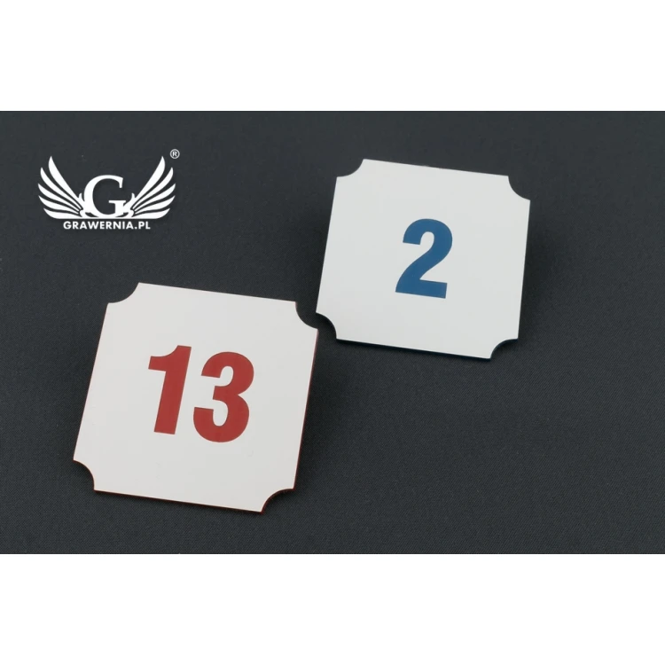 Door Numbering - White with Colorful Engraving - ND015 - Size 50x50mm