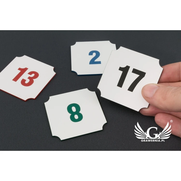 Door Numbering - White with Colorful Engraving - ND015 - Size 50x50mm