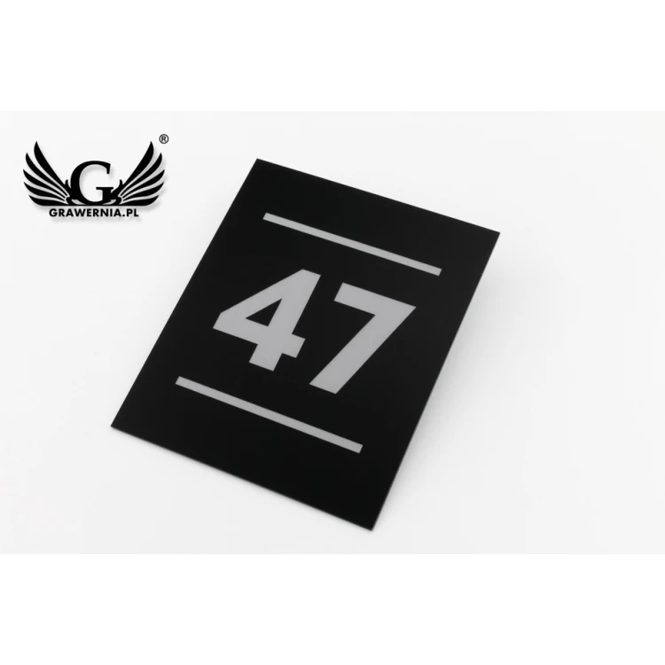 Door Numbering - Matte Black with Silver Matte Engraving - ND027 - Size 100x120mm