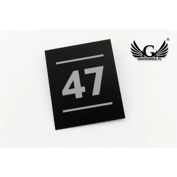 Door Numbering - Matte Black with Silver Matte Engraving - ND027 - Size 100x120mm