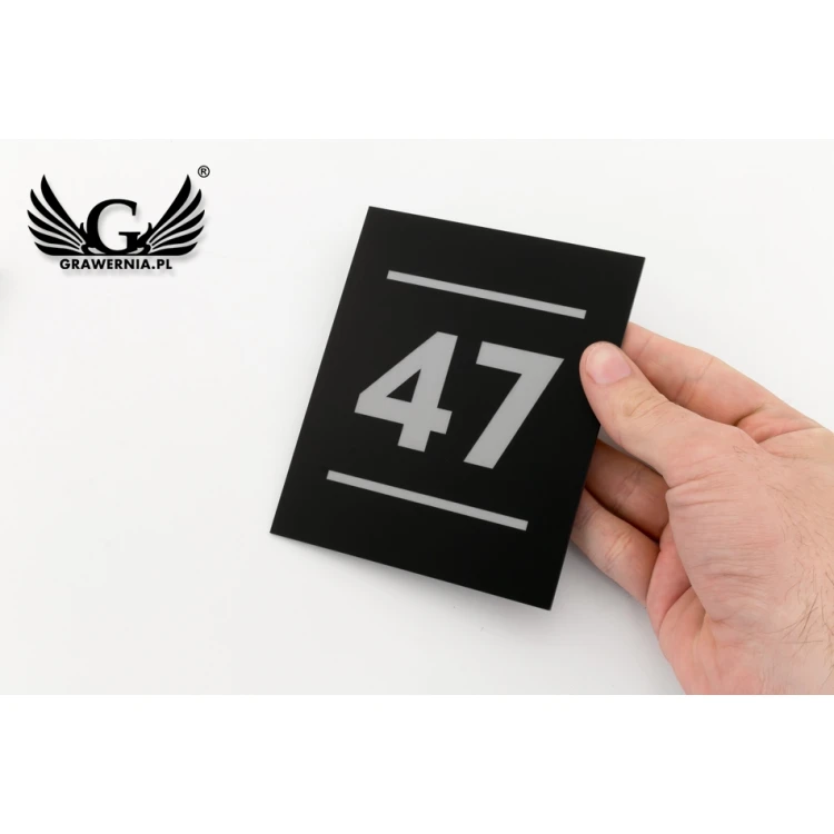 Door Numbering - Matte Black with Silver Matte Engraving - ND027 - Size 100x120mm