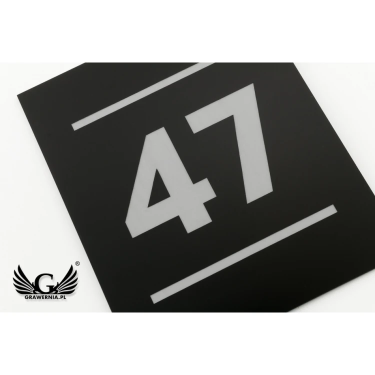 Door Numbering - Matte Black with Silver Matte Engraving - ND027 - Size 100x120mm