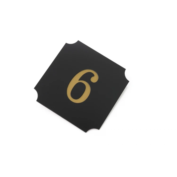 Door Numbering - Matte Black Exterior with Gold Engraving - ND016 - Size 50x50mm