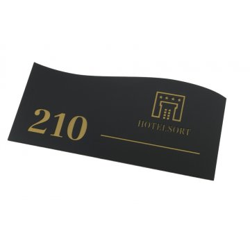 Door Numbering - Matte Black Exterior with Gold Engraving - ND023 - Size 150x70mm