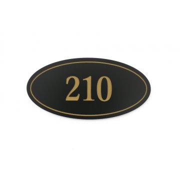 Door Numbering - ELIPSA - Matte Black Exterior with Gold Engraving - ND021 - Size 100x50mm