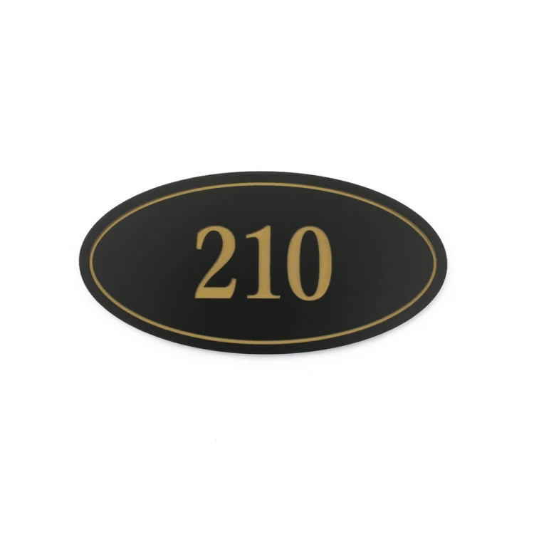 Door Numbering - ELIPSA - Matte Black Exterior with Gold Engraving - ND021 - Size 100x50mm