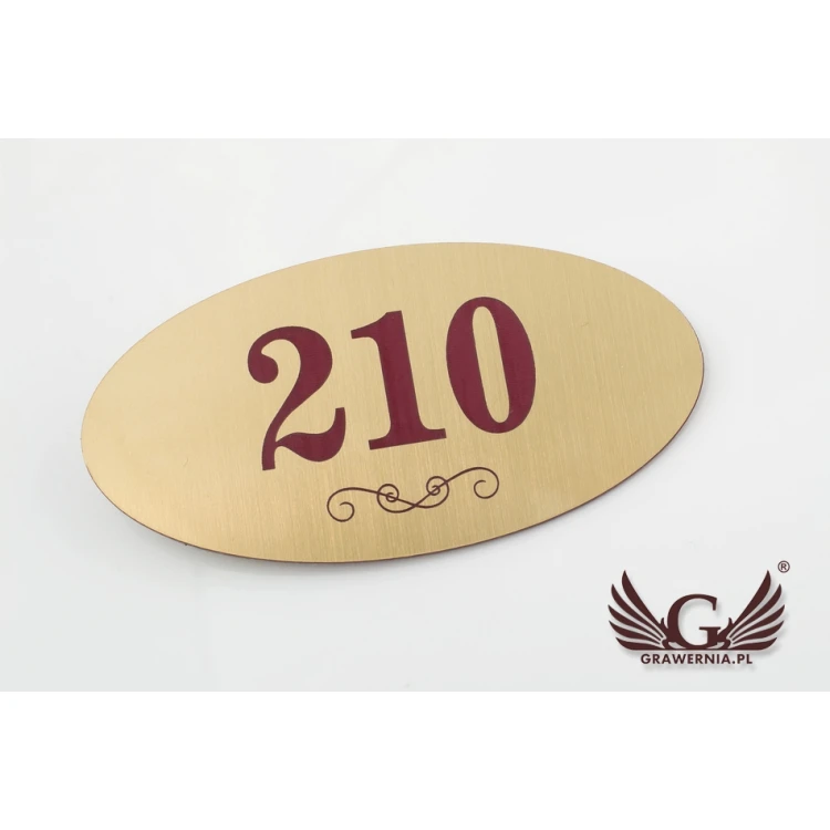 Door Numbering - ELIPSA - Gold with Colorful Engraving - ND020 - Size 100x50mm