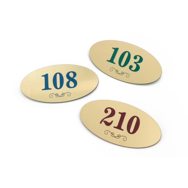 Door Numbering - ELIPSA - Gold with Colorful Engraving - ND020 - Size 100x50mm