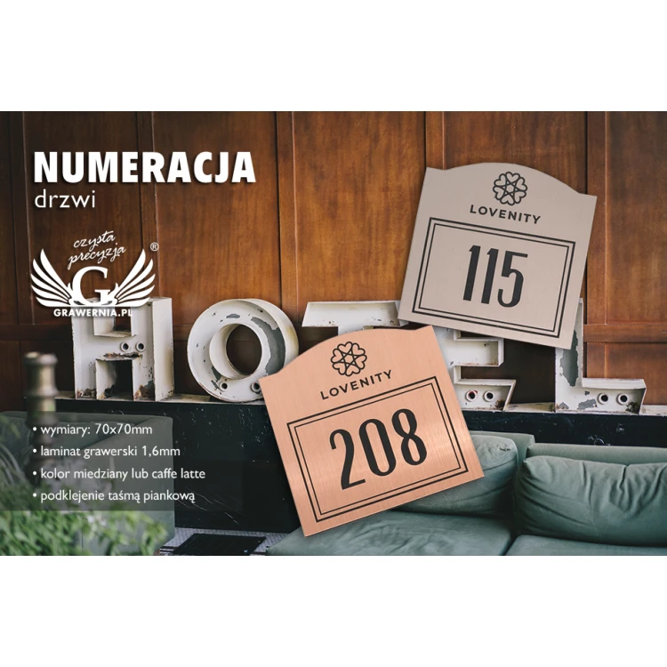 Door Numbering - Copper or Caffe Latte - ND022 - Size 70x70mm