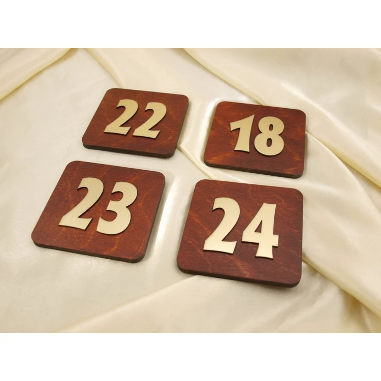 Wooden Plaque with Numbering - ND006 - dim. 100x100mm