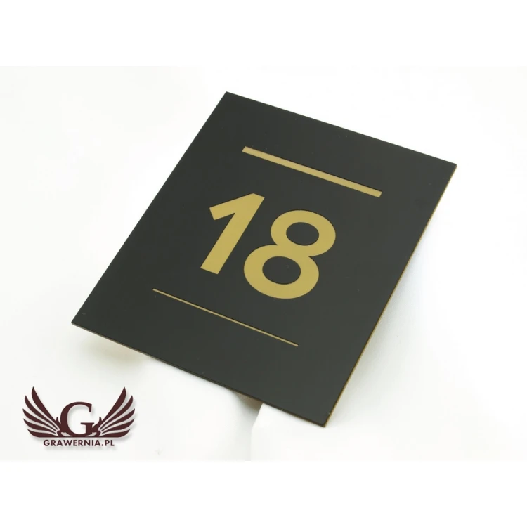 Door Numbering - ND014 - Black Matte Engraving Laminate Exterior - Size 100x120mm