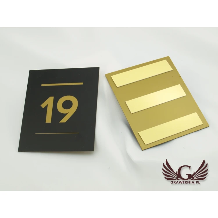 Door Numbering - ND014 - Black Matte Engraving Laminate Exterior - Size 100x120mm