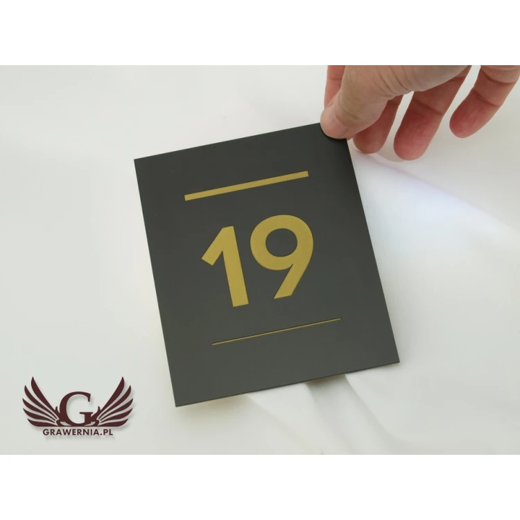 Door Numbering - ND014 - Black Matte Engraving Laminate Exterior - Size 100x120mm