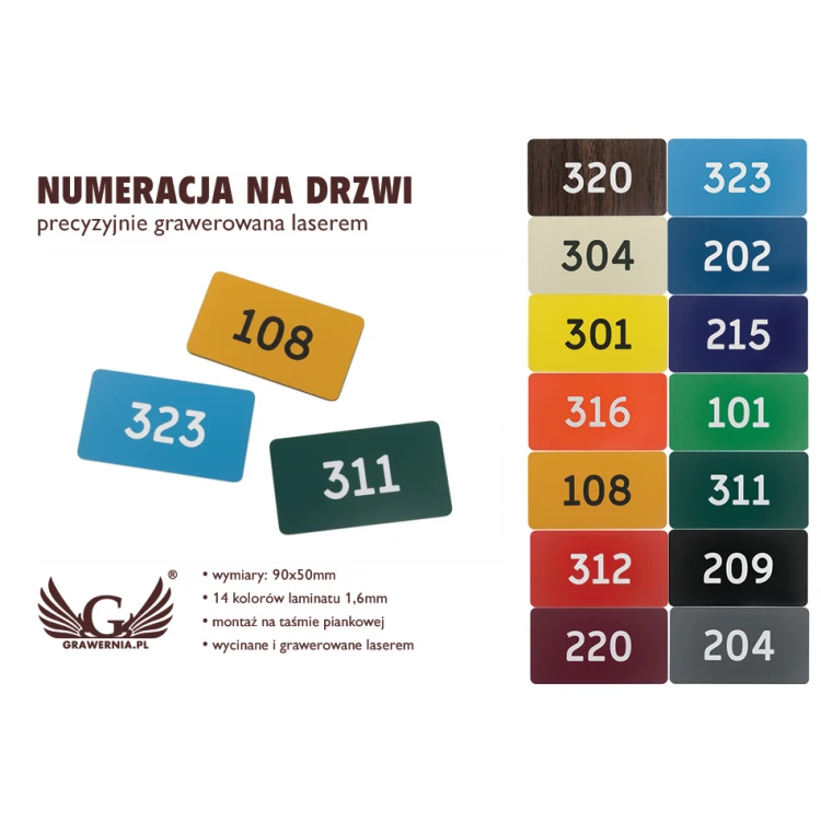 Multicolor Door Numbering - dimensions: 90x50mm - ND024