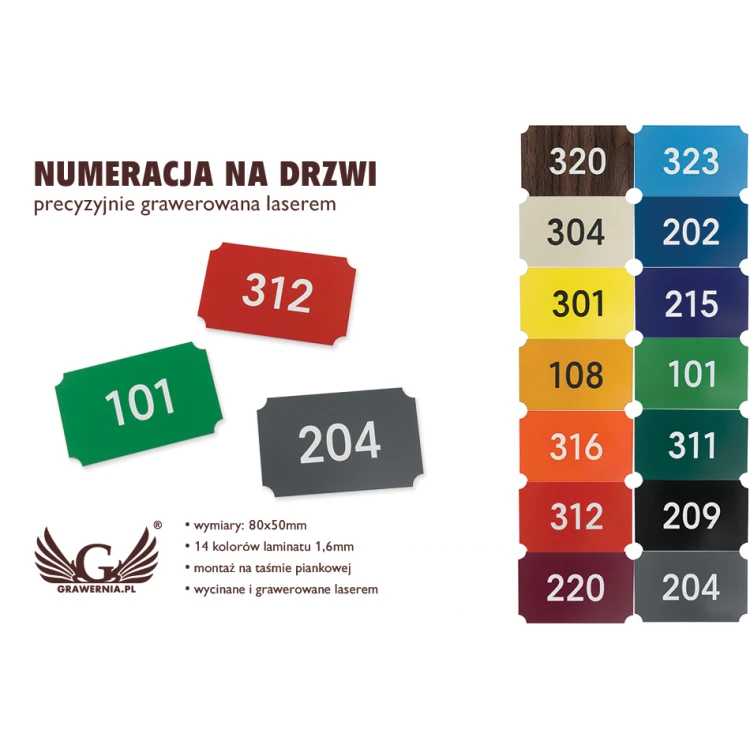 Multicolor Door Numbering - dimensions: 80x50mm - ND025
