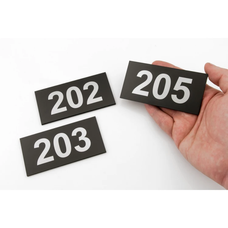 Door Numbering - size 100x50mm - silver engraving laminate 3mm with UV print - TAB250