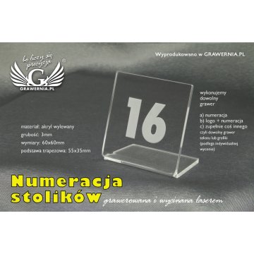 Table Numbering - NS007 ACRYLIC design