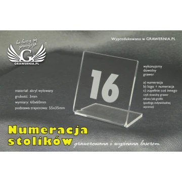 Table Numbering - NS007 ACRYLIC design
