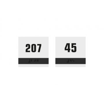 Numbering - Braille lettering plaque - size 75x75mm - frosted acrylic and ADA - NORD - TAB330