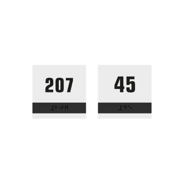 Numbering - Braille lettering plaque - size 75x75mm - frosted acrylic and ADA - NORD - TAB330