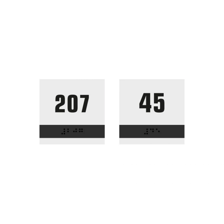 Numbering - Braille lettering plaque - size 75x75mm - frosted acrylic and ADA - NORD - TAB330