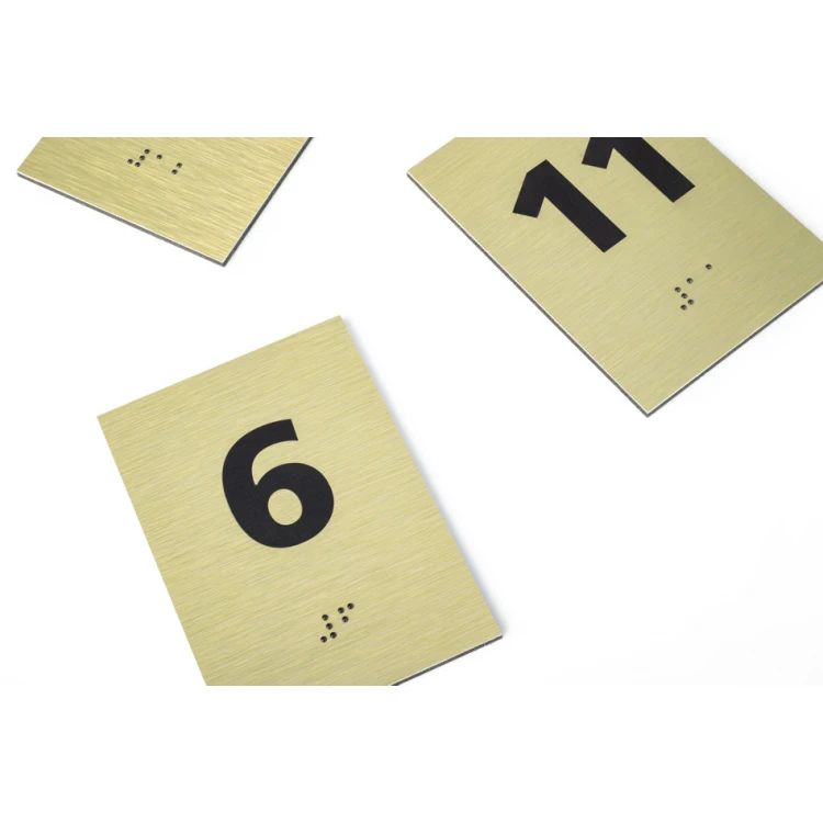Numbering from Gold Dibond with Braille Script - size 100x70mm - TAB414