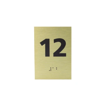 Numbering from Gold Dibond with Braille Script - size 100x70mm - TAB414