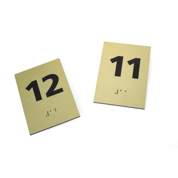 Numbering from Gold Dibond with Braille Script - size 100x70mm - TAB414