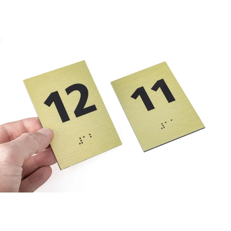 Numbering from Gold Dibond with Braille Script - size 100x70mm - TAB414