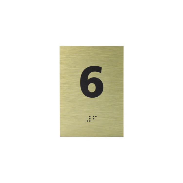 Numbering from Gold Dibond with Braille Script - size 100x70mm - TAB414