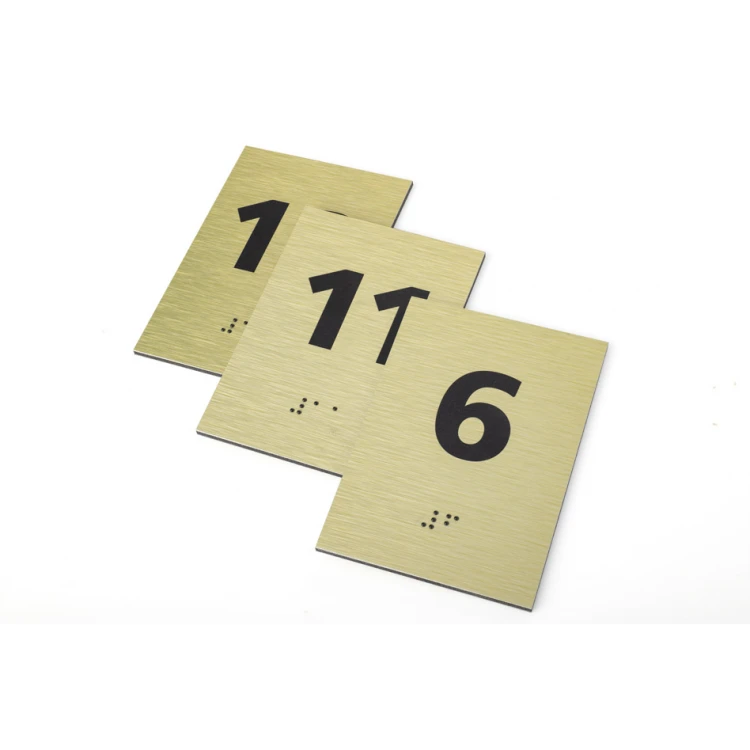 Numbering from Gold Dibond with Braille Script - size 100x70mm - TAB414