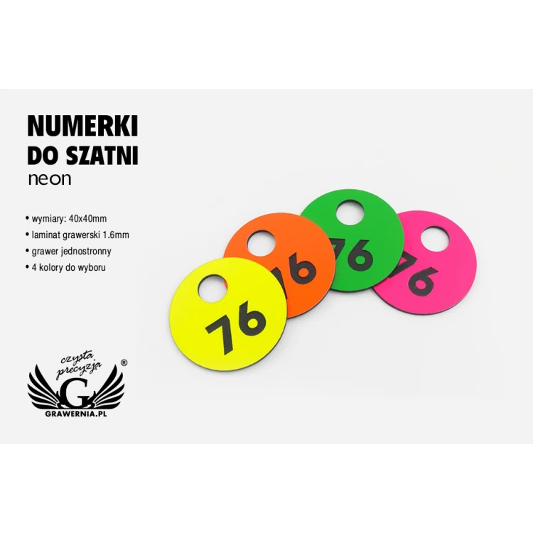 Engraved Locker Numbers - GREGOR NEON - size 40x40mm - thickness 1.6mm - NSZ007