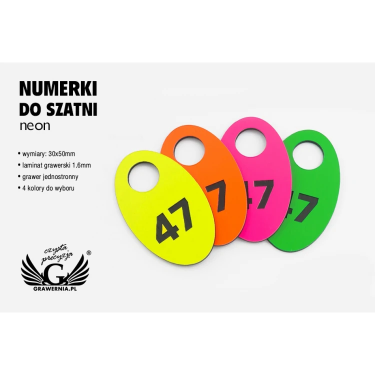 Engraved Locker Numbers - OVAL NEON - size 30x50mm - thickness 1.6mm - NSZ008
