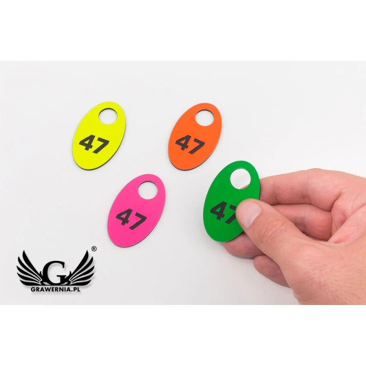 Engraved Locker Numbers - OVAL NEON - size 30x50mm - thickness 1.6mm - NSZ008