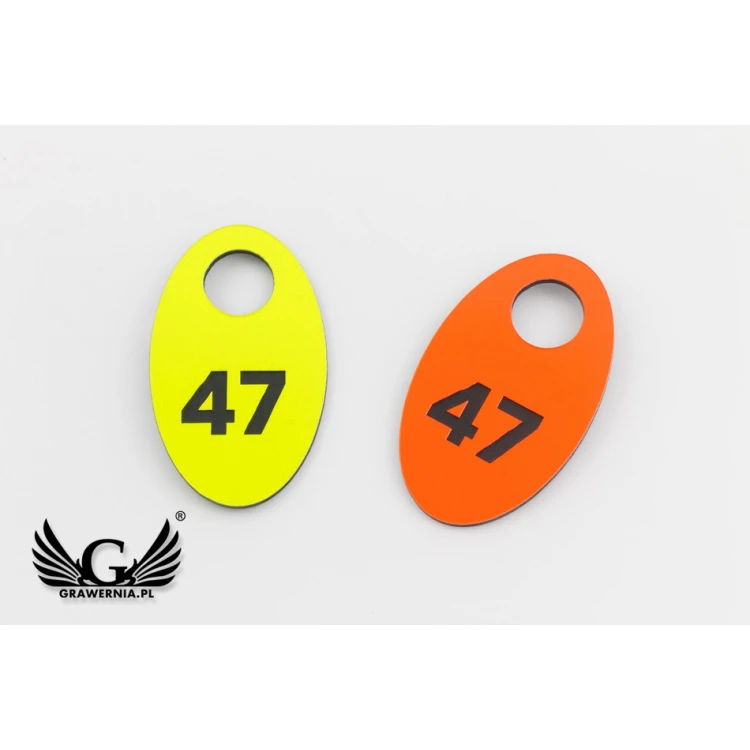 Engraved Locker Numbers - OVAL NEON - size 30x50mm - thickness 1.6mm - NSZ008