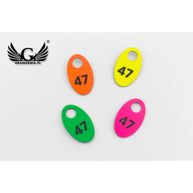 Engraved Locker Numbers - OVAL NEON - size 30x50mm - thickness 1.6mm - NSZ008