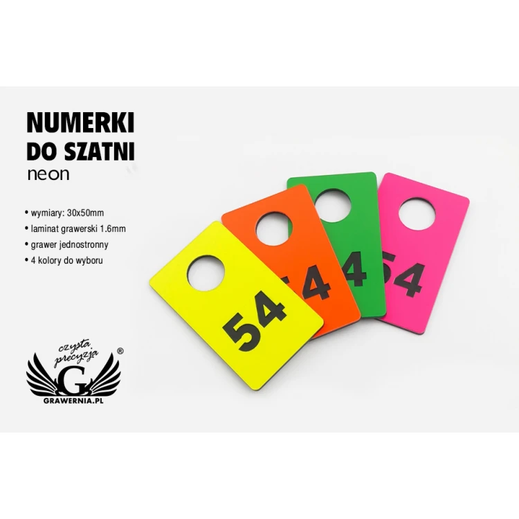 Engraved Locker Numbers - RECTANGLE NEON - size 30x50mm - thickness 1.6mm - NSZ009