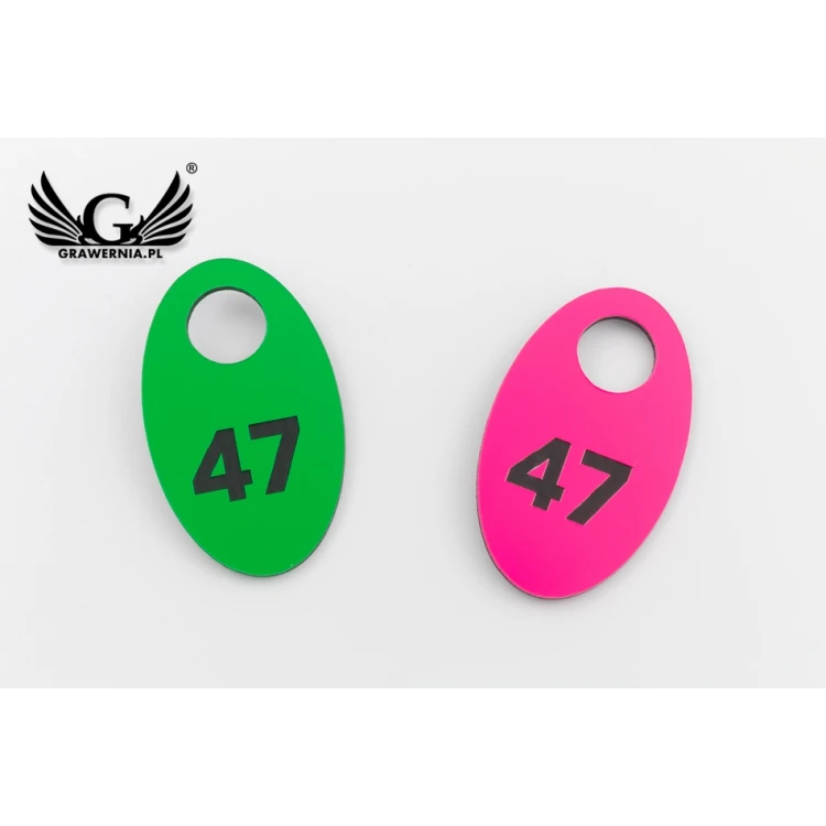 Engraved Locker Numbers - OVAL NEON - size 30x50mm - thickness 1.6mm - NSZ008