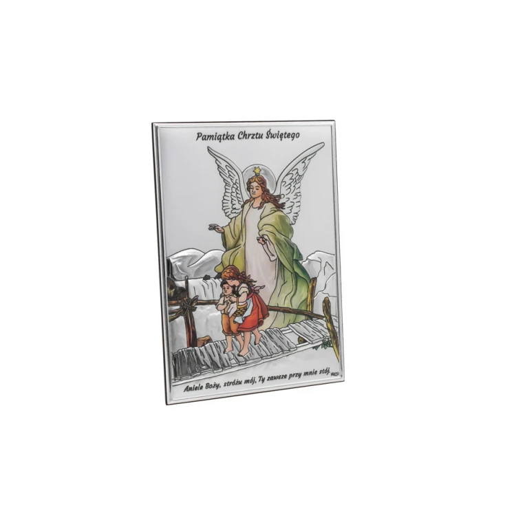 Silver Guardian Angel Picture on a Bridge, size 11.5x16cm - DS41/2XC