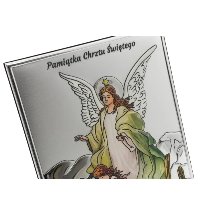 Silver Guardian Angel Picture on a Bridge, size 11.5x16cm - DS41/2XC