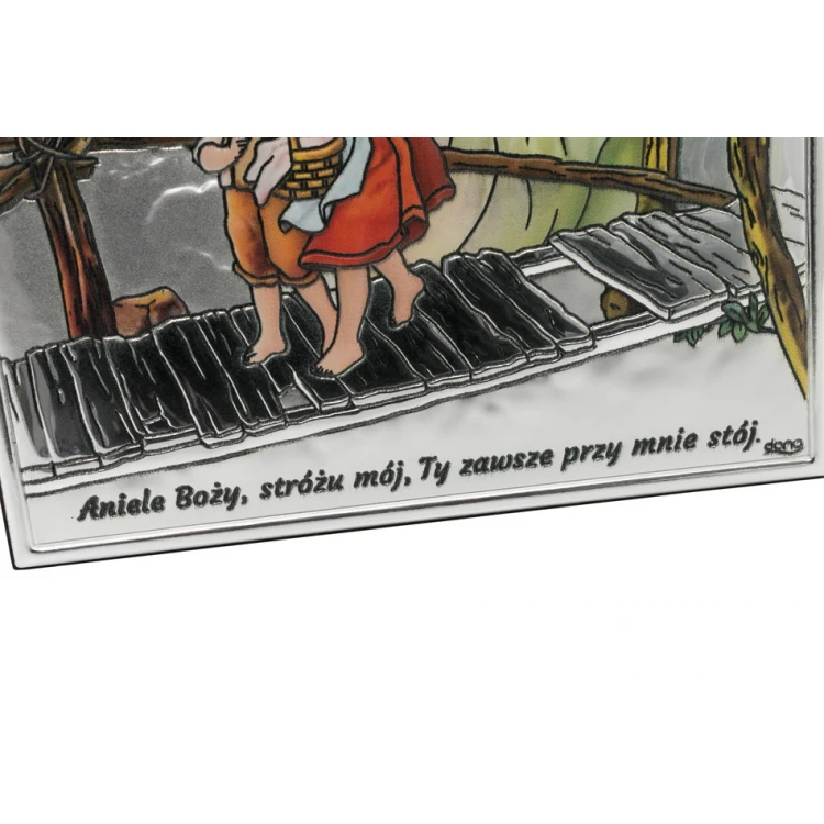 Silver Guardian Angel Picture on a Bridge, size 11.5x16cm - DS41/2XC