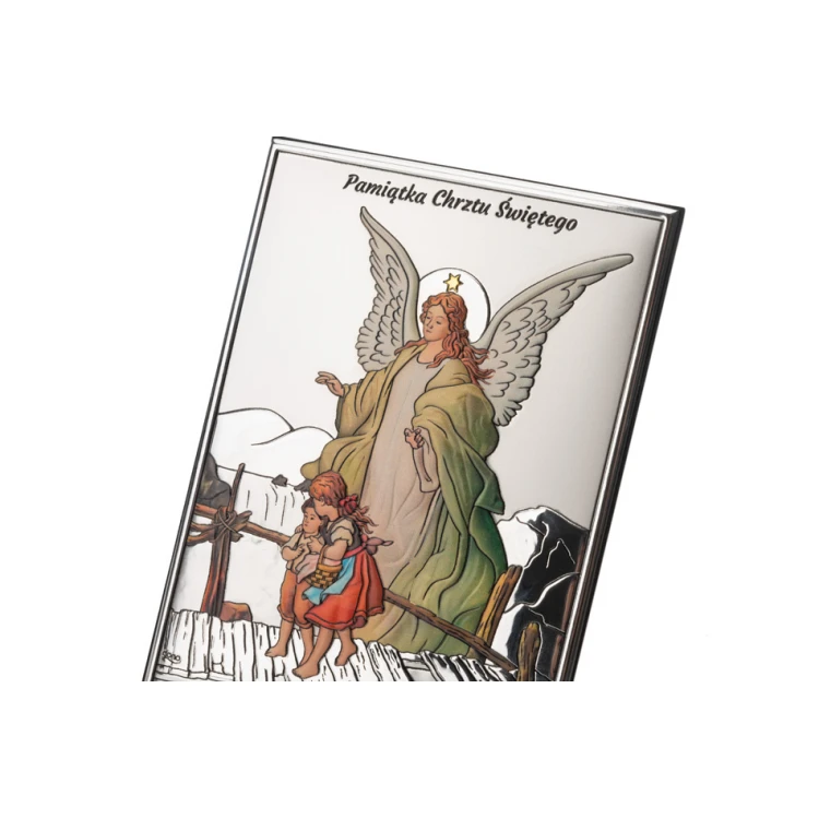Silver Guardian Angel on Bridge Picture, size 14x10cm - DS41/2C