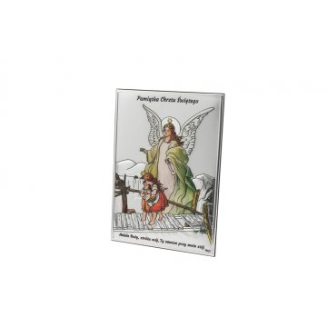 Silver Guardian Angel on Bridge Picture, size 14x10cm - DS41/2C