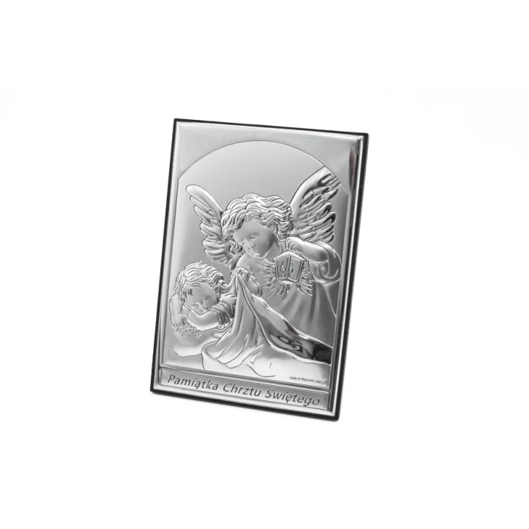 Silver Guardian Angel Picture Baptism Keepsake 9x13cm - 6669S/2X