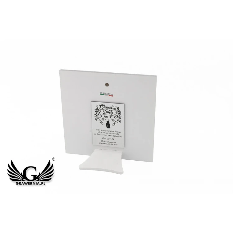 Silver Picture of Angel with Lantern with Signature 14x14 cm - 6430/2XW