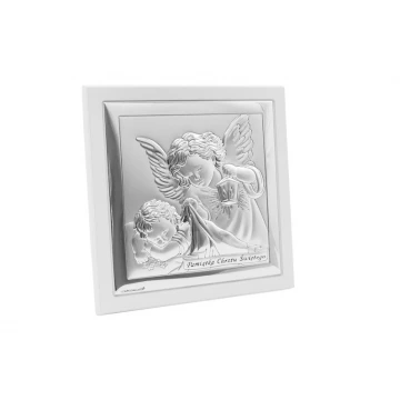 Silver Picture of Angel with Lantern with Signature 14x14 cm - 6430/2XW