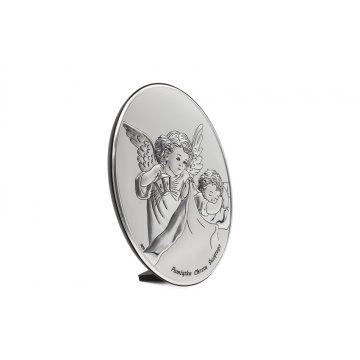Silver Picture of Angel with Lantern over Child, size 10.5x14.5cm - DS27/2