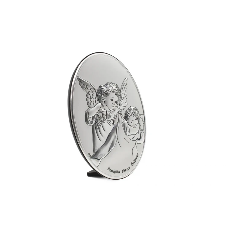Silver Picture of Angel with Lantern over Child, size 10.5x14.5cm - DS27/2